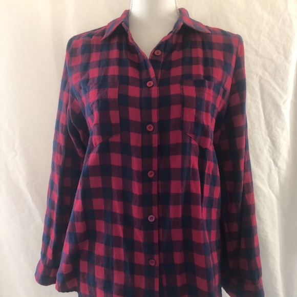Red Black Plaid Long Sleeve Ellison Shirt Medium - Picture 3 of 8